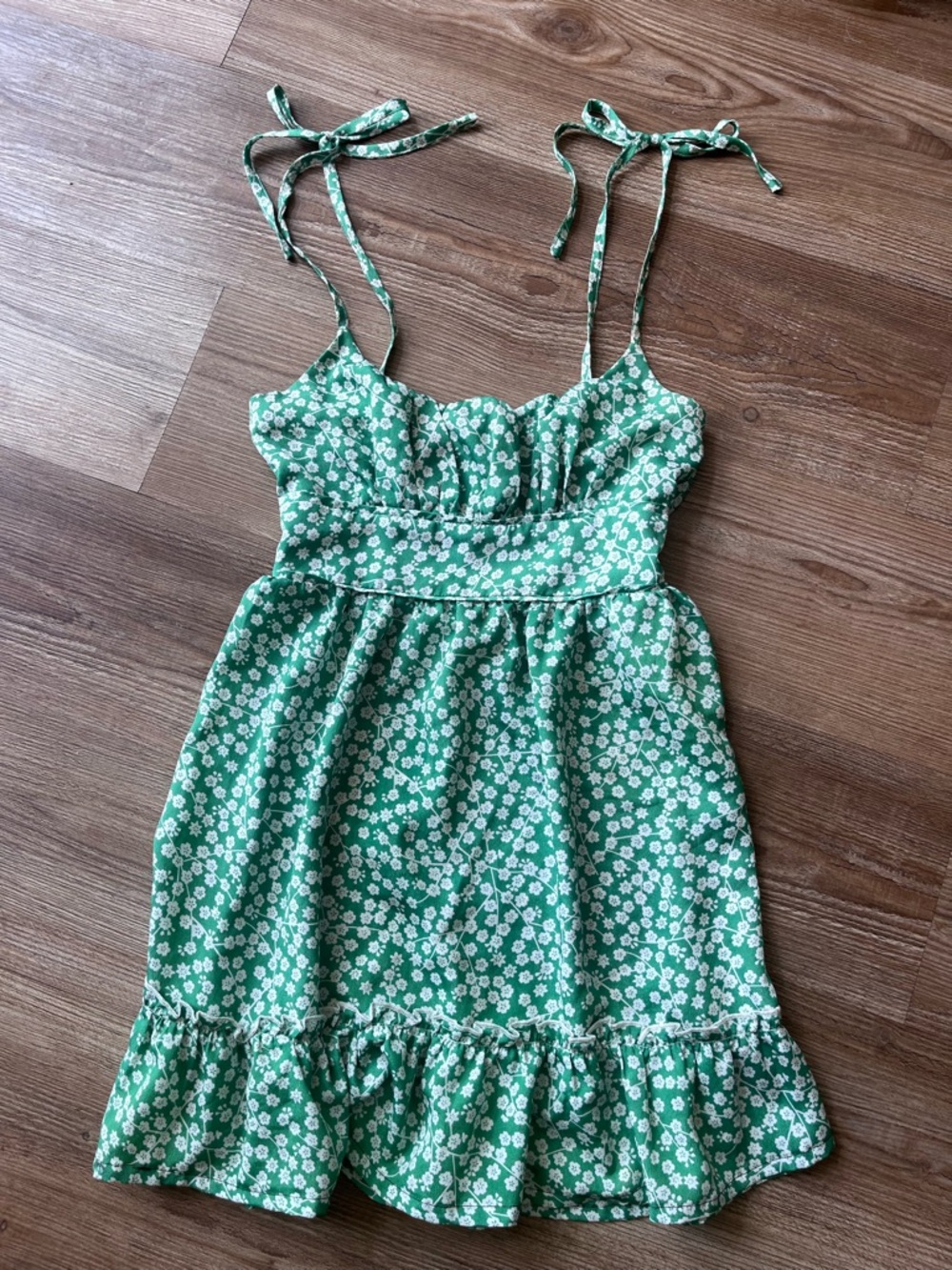 Green Floral Mini Dress Size 2